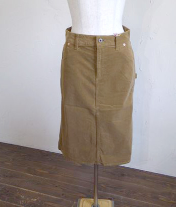 stretch corduroy 5pocket skirt UNIVERSAL zip（キャメル）