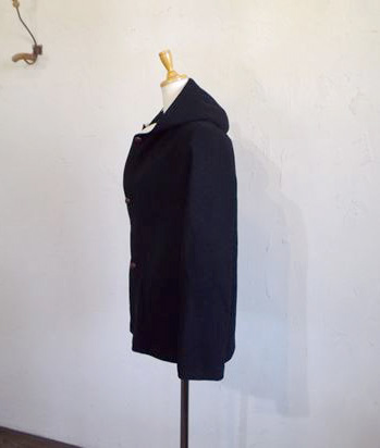 ITALY beaver cloth Hooded Half Coat（ブラック）